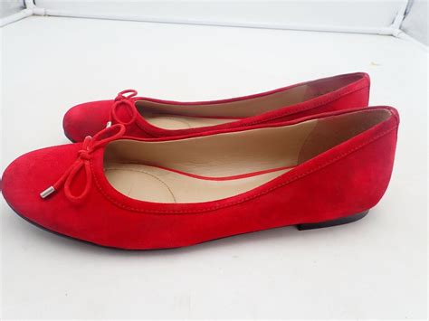 Naturalizer Womens Grace Leather Round Toe Ballet Flats Red 95 N Ebay