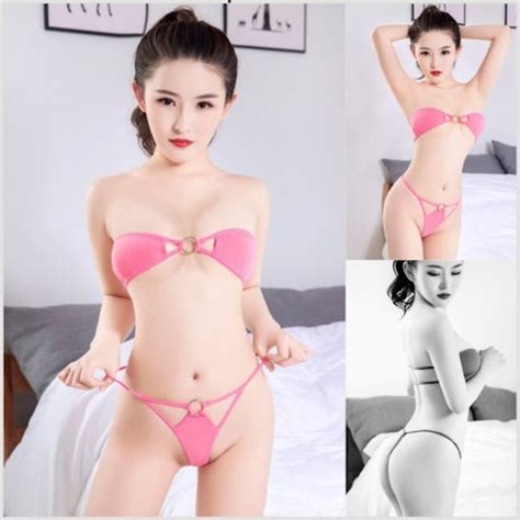 Jual Sexy Lingerie Bikini Bra Set G String Pakaian Dalam Wanita Seksi Ta065 Pink Di Lapak