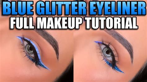 How To Apply Blue Glitter Eyeliner Glam Makeup Tutorial Youtube