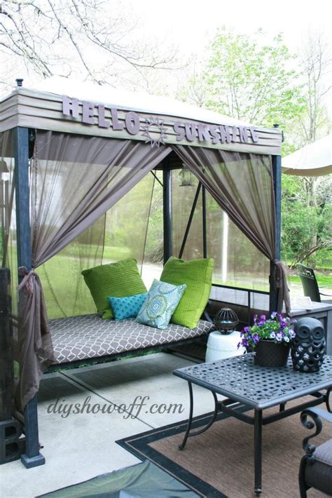 Diy simple retractable canopy for your pergola. Patio Swing Makeover | Patio swing, Diy patio, Patio makeover