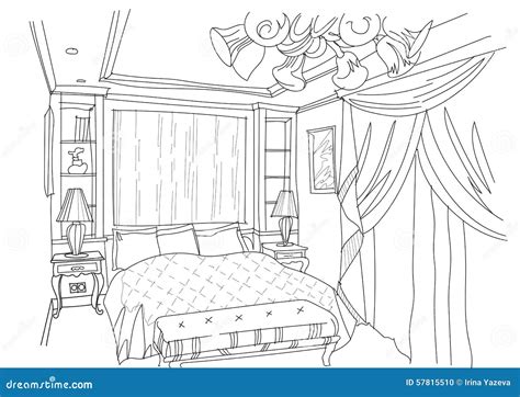 Contemporary Interior Doodles Bedroom Stock Vector Image 57815510