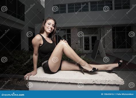 Woman Sitting On A Ledge Stock Photo Image Of Dusk Pretty