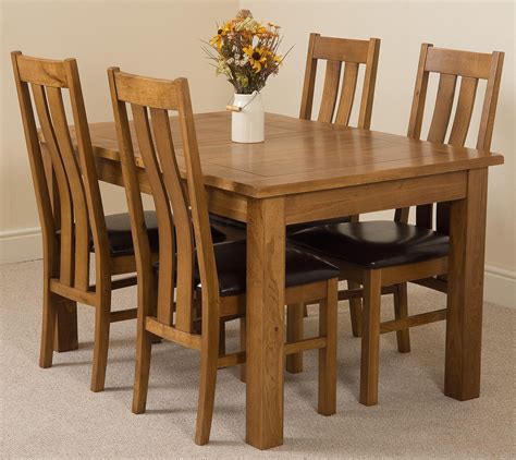 Cotswold Extending Rustic Oak Farmhouse Dining Table With 4 Brown