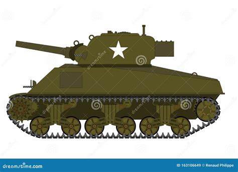 American Ww2 M4 Sherman Tank Stock Vector Illustration Of Wwii