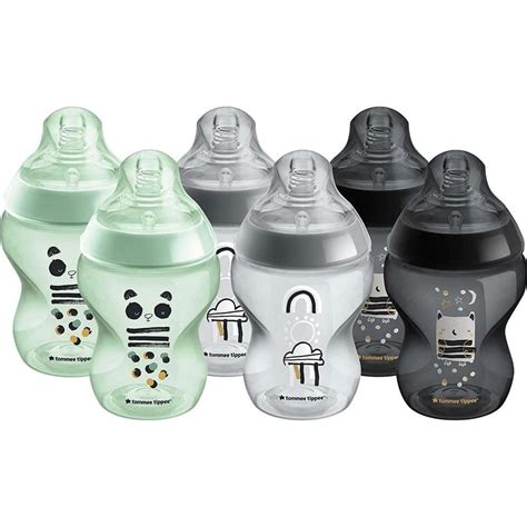 Tommee Tippee Closer To Nature Slow Flow Baby Bottles 0m 260ml 6pk