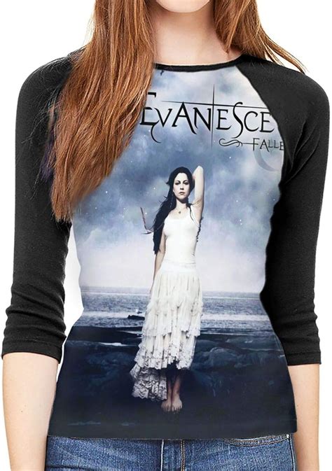 Evanescence Womens Slim Classic Long Sleeved Crew Neck T Shirt Medium Black Clothing