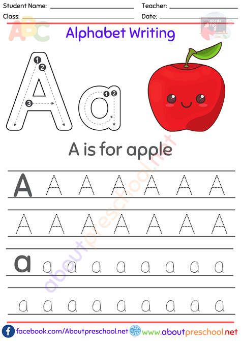 Alphabet Writing Worksheet A About Preschool