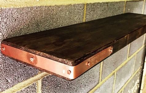 Rustic Copper And Chunky Wood Floating Shelves Etsy
