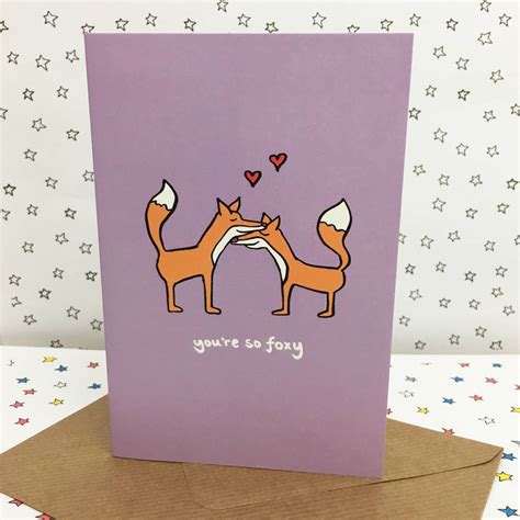 Fox Card Animal Love Card Sweet Card By Ladykerry Illustrated Ts