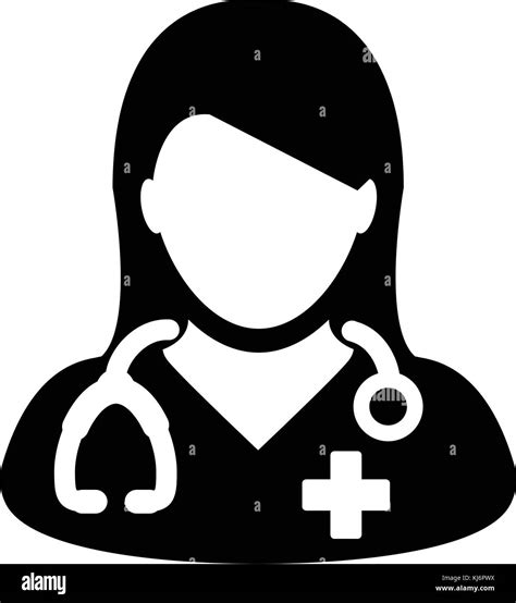 Doctor Icon Vector With Stethoscope For Medical Consultation Physician Profile Symbol Female