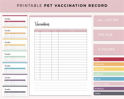 Printable Pet Vaccination Record Printable World Holiday