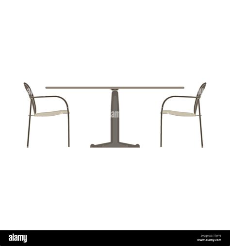 Vector Table Chair Two Flat Icon Isolated Restaurant Furniture Illustration Side View Stock