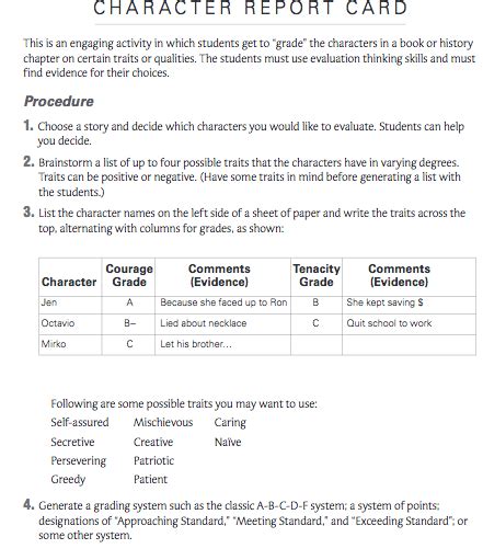 Character Report Card Template 3 Professional Templates Report