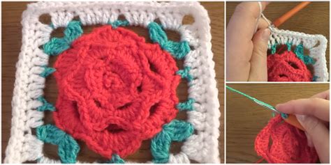 Rose Granny Square Tutorial Crochet Ideas