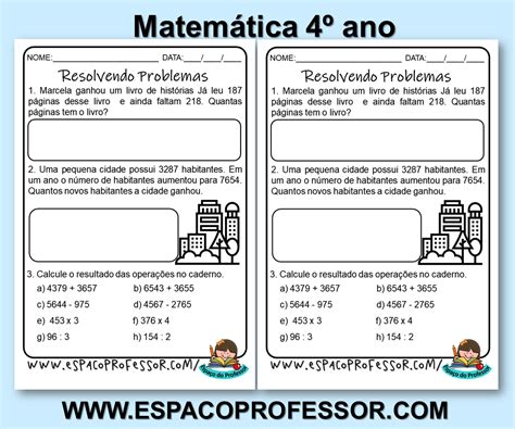Atividades De Matematica 4 Ano Problemas De Multiplicação