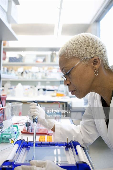 Lab Technician Working With Dna Sequencing Gel High Res Stock Photo