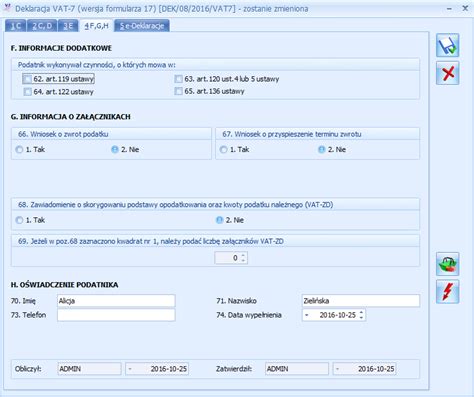 Wyliczenie Deklaracji VAT 7 Baza Wiedzy Programu Comarch ERP Optima