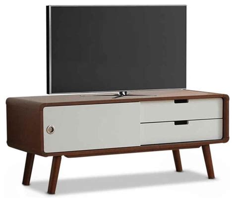 Armani Mid Century Modern Tv Cabinet Dark Walnut And White