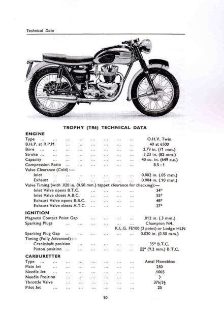 Triumph Workshop Manual 6t T100 T120 5t Tr5 T110 Tr6 1956 To 1959 1960