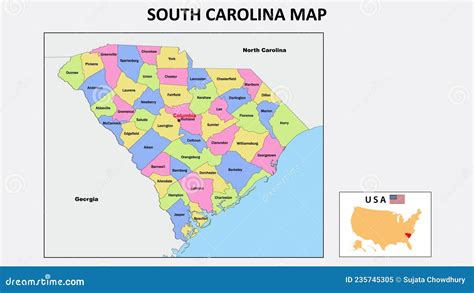 South Carolina Map State And District Map Of South Carolina Stock