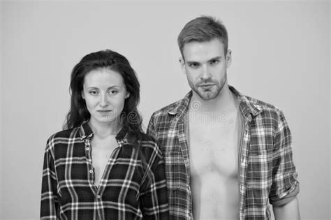 Couple Wear Checkered Shirts Couple In Love Concept Of Relationship