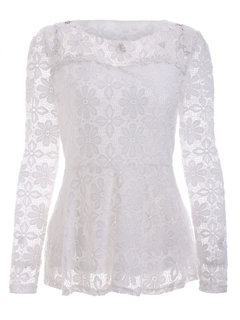 stylish long sleeve floral embroidered white lace blouse lace blouse long sleeve white lace