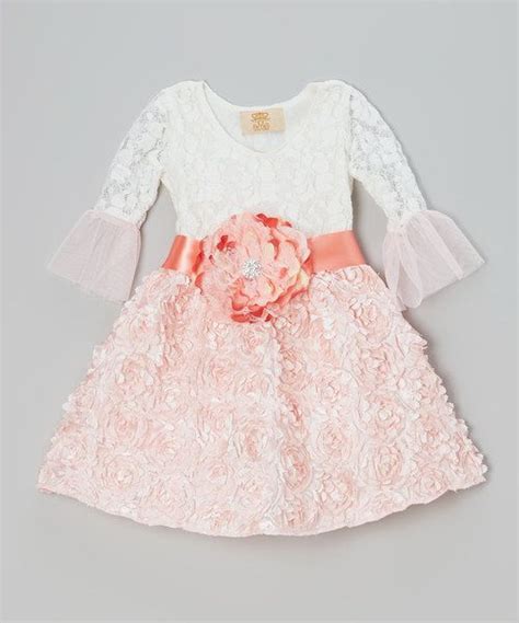 Take A Look At This Mia Belle Baby Crème And Pink Lace Rosette Dress