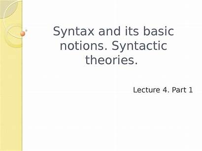 Syntax Syntactic