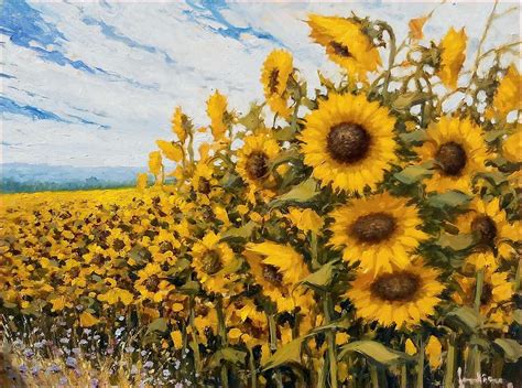 Big Tuscany Sunflowers 60x80 Cm Painting By Ernesto Scudiero Fine