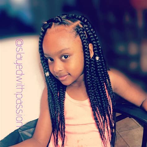 One of the hottest looks to hit the scene each time the weather turns up is a set of different types of box braids. Kids Jumbo box braids #boxbraids #neatlybraided # ...