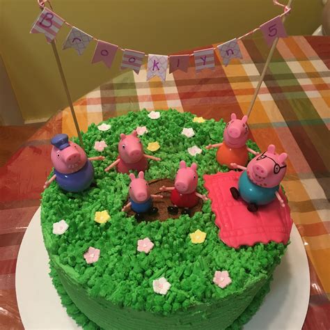 Peppa Pig Cake With Buttercream Icing Pig Birthday Cakes Peppa Pig