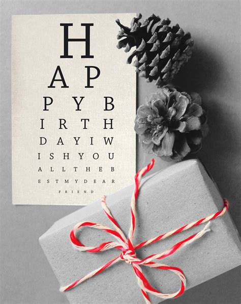 Printable Happy Birthday Card Eye Chart Instant Download Card