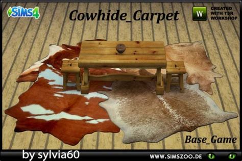 Blackys Sims 4 Zoo Cow Hide Carpet By Sylvia60 • Sims 4 Downloads