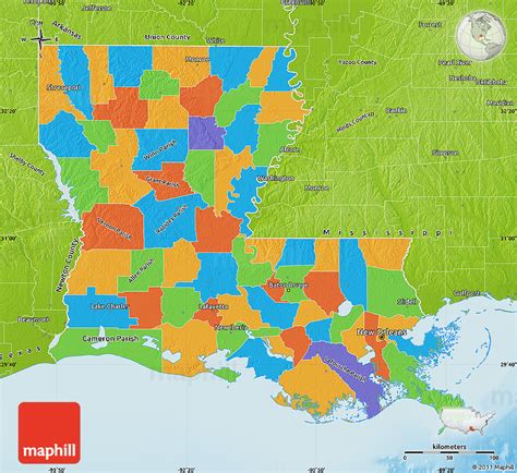 Physical Maps Of Louisiana