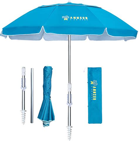 Ammsun 65ft Twice Folded Portable Beach Umbrella With Sand Anchor