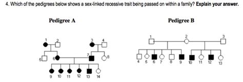 Solved Which Of The Pedigrees Below Shows A Sex Linked Chegg Com
