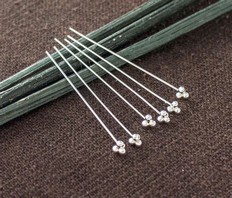 20 Of 925 Sterling Silver Head Pins 05x30 Mm 25 Awg Tk0227 Etsy