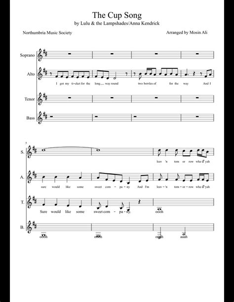 The Cup Song Sheet Music For Voice Download Free In Pdf Or Midi