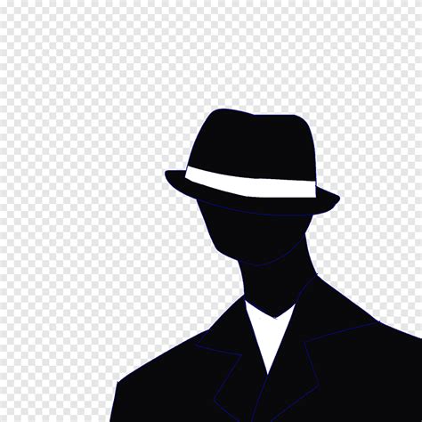 Fedora Silhouette Black White Mystery Man White Hat Png Pngegg