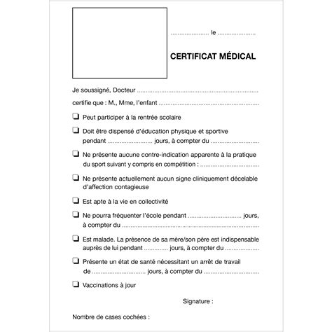 Certificat Medical A Imprimer