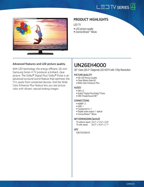 Samsung Un26eh4000fxza Brochure Pdf Download Manualslib