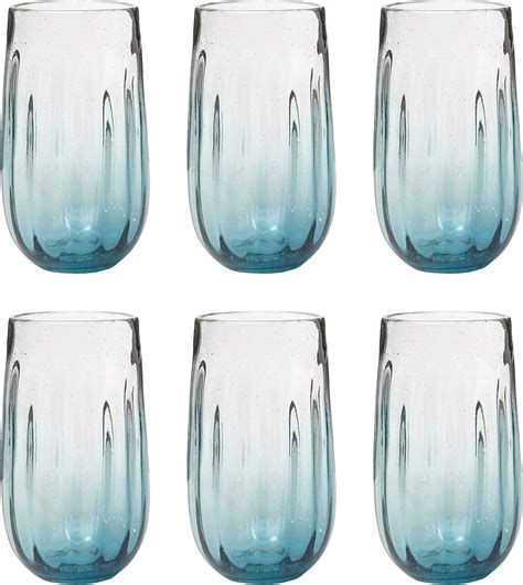amici home rosa highball glass light blue set of 6 authentic mexican handmade