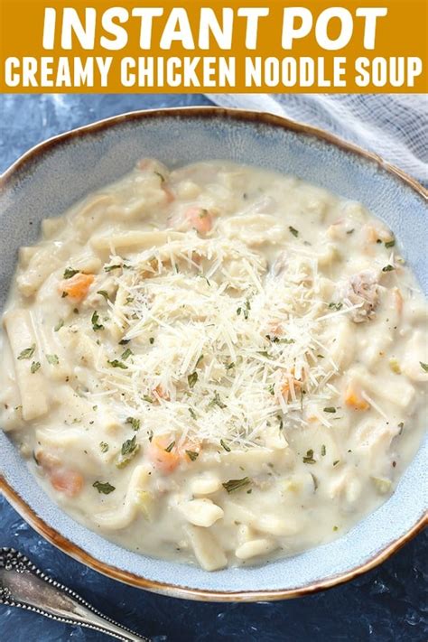 Loaded with egg noodles, tender chicken, and a creamy sauce this is an easy chicken recipe guaranteed to be loved by even the pickiest of eaters! Instant Pot Creamy Chicken Noodle Soup - Belle of the Kitchen