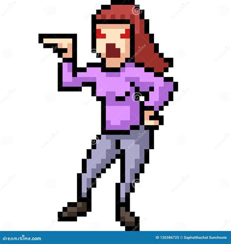 Vector Pixel Art Woman Angry Stock Vector Illustration Of Pixel Girl