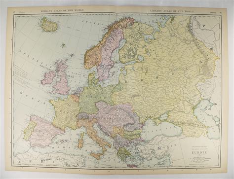 Large Europe Map 1912 Vintage Map Of Europe Unique T For Etsy