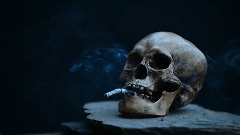 Human Skull Blazing Cigarette Stock Footage Video 2722049