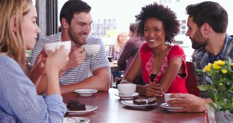 Group Of Friends Sitting In Coffee Shop Stock Footage Sbv 301741642