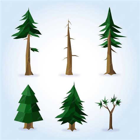 Premium Vector Low Poly Pine Trees