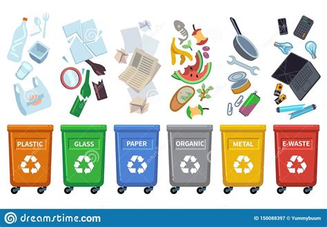 But metallic or plastic wrapping paper should be. Recycle Waste Bins. Different Trash Types Color Containers ...