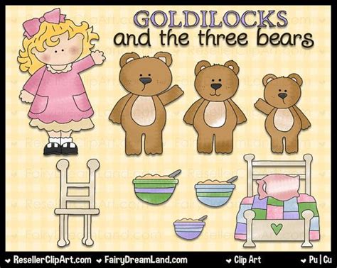 Goldilocks And Three Bears Digital Clip Art Commercial Use Graphic Goldilocks And The Three